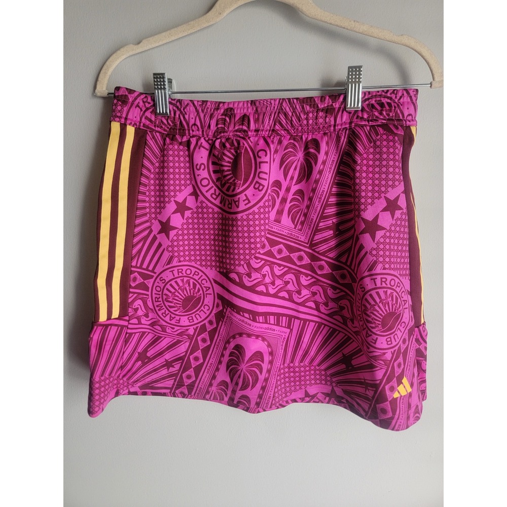 Adidas x Farm Rio Tropical Club Print Mini Skirt Pink Purple Yellow Medium